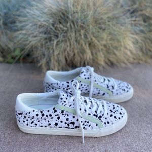 Madewell Sidewalk Low-Top Sneakers Spatter-Painted Calf Hair Animal Print white
